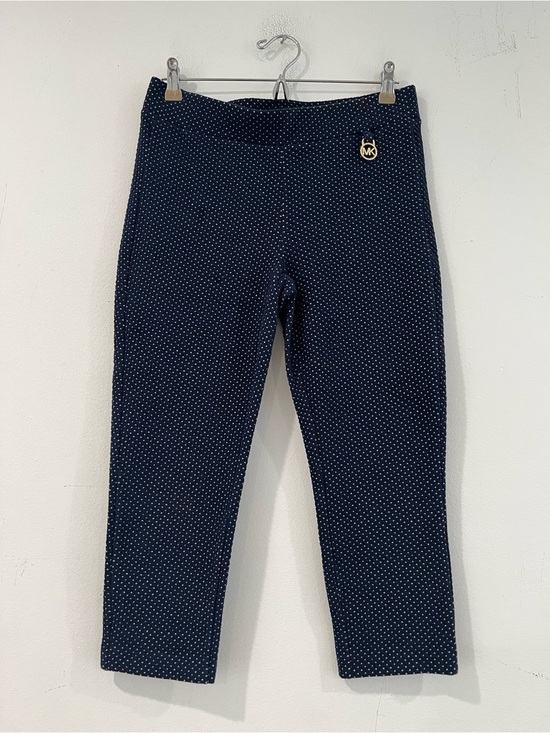 Michael Kors Pants - Michael Kors Navy Polka Dot Stretch Leggings with Gold Logo
